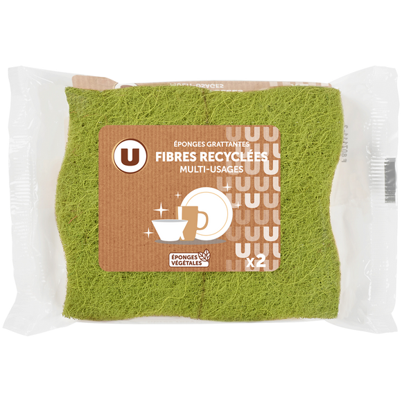 U Éponges grattantes en fibres recyclées toutes surfaces  x2