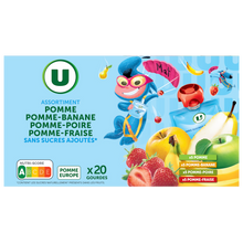 U MAT ET LOU Gourdes dessert fruitier aux 4 parfums sans sucre ajouté 20x90g