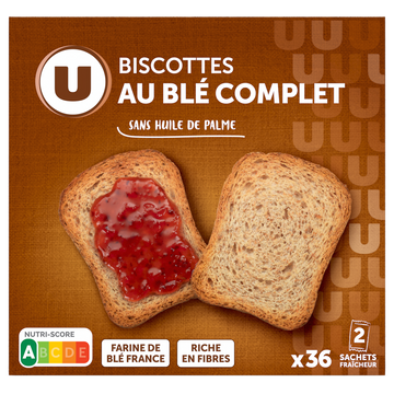 U Biscottes au blé complet  x36 tranches de 300g