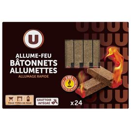 U Allume-feu bâtonnet allumette pour tous types de feu  x24