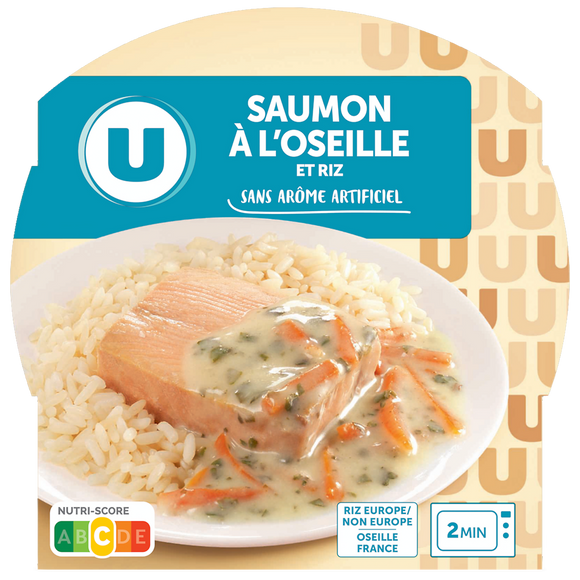 U Plat cuisiné Saumon à l'oseille et duo de riz barquette micro-ondablede 300g