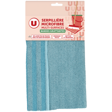 U Serpillière en microfibre avec bandes grattantes multi-surfaces
