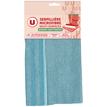 U Serpillière en microfibre avec bandes grattantes multi-surfaces