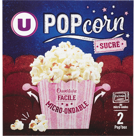 U Popcorn sucré micro ondable en gobelet  2x100g
