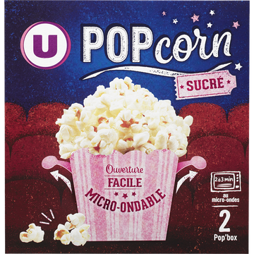 U Popcorn sucré micro ondable en gobelet  2x100g