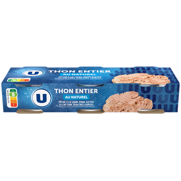 U Thon naturel pêché à la ligne 3 boîtes de 1/10 - 168g