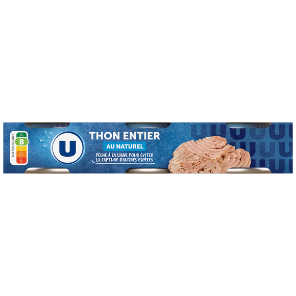 U Thon naturel pêché à la ligne  3 boîtes de 1/10  -  168g