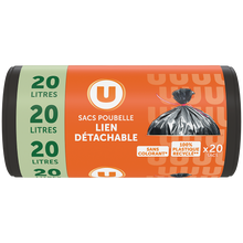 U Sacs poubelle 100% recyclés à lien - 20L - x20