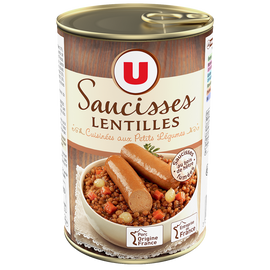U Saucisses aux lentilles  boite de 420g
