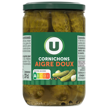 U Cornichons aigres-doux  72cl, 360g