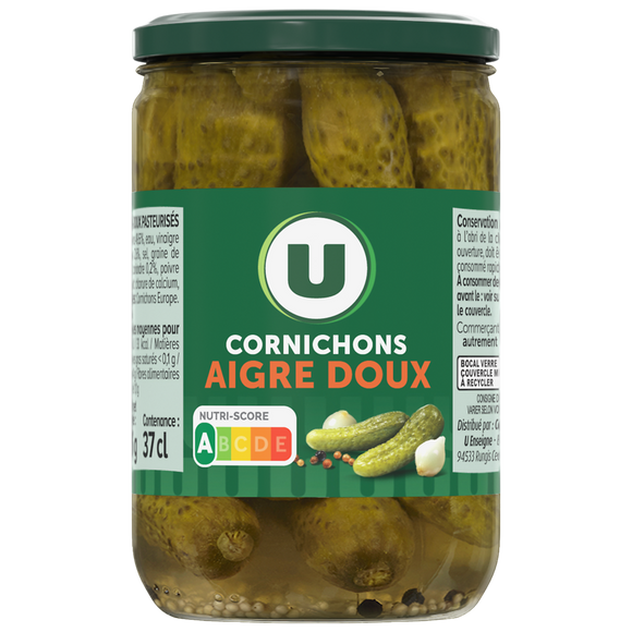 U Cornichons aigres-doux  72cl, 360g