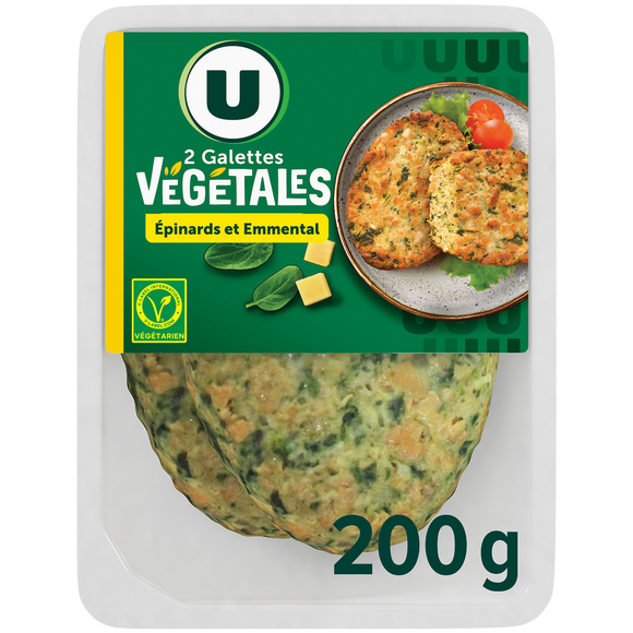 U Pavés au blé épinards emmental bon et végétarien - x2 - 200g