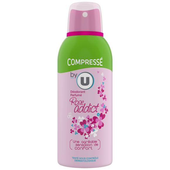BY U Déodorant compressé pour femme parfum rose addict  atomiseur de 100ml