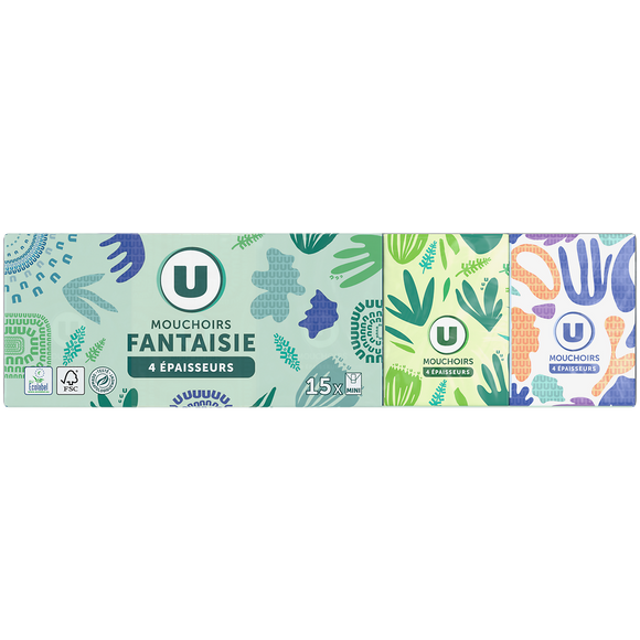 U Mouchoirs 4 plis fantaisies étuis 15x9