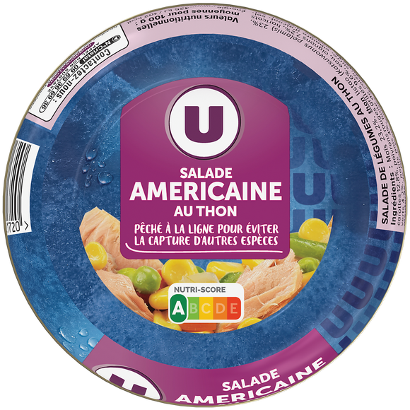 U Salade Américaine au thon pêché à la ligne  bol de 1/3, 250g