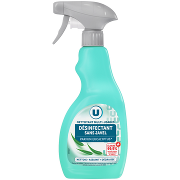 U Nettoyant désinfectant sans javel multi usages  spray de 500ml
