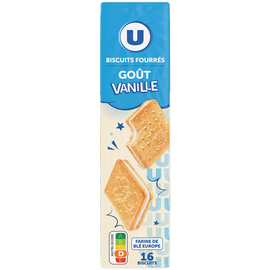 U Gouters fourrés carrés parfum vanille , paquet de 295g
