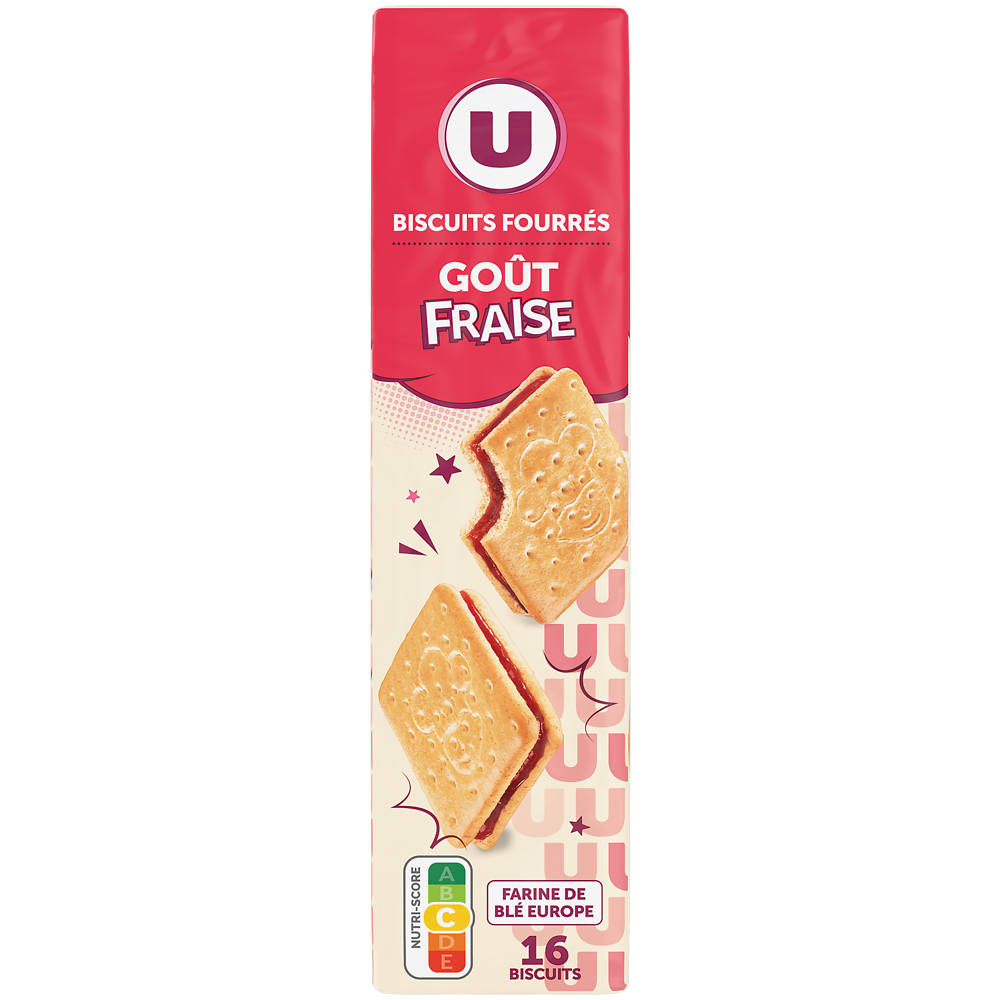U Biscuits goût fraise , paquet de 295g
