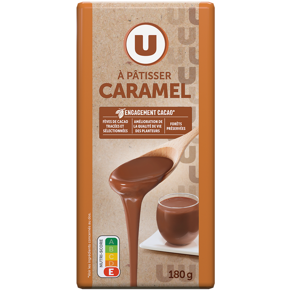 U Chocolat au lait à patisser caramel Tablette de 180g