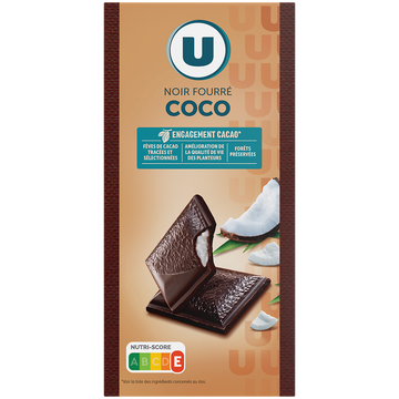 U Chocolat noir fourré noix de coco - tablette - 125g