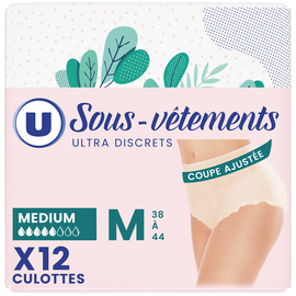 U Sous-vêtements incontinence femme - Taille M - x12