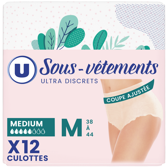 U Sous-vêtements incontinence femme - Taille M - x12