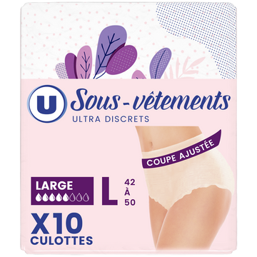 U Sous-vêtements incontinence femme - Taille L - x10