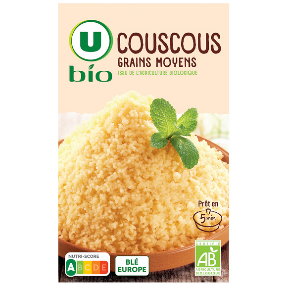 U BIO Couscous grains moyens bio boîte de 500g