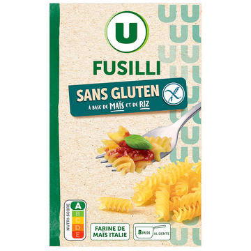 U SANS GLUTEN Fusilli sans gluten , 400g