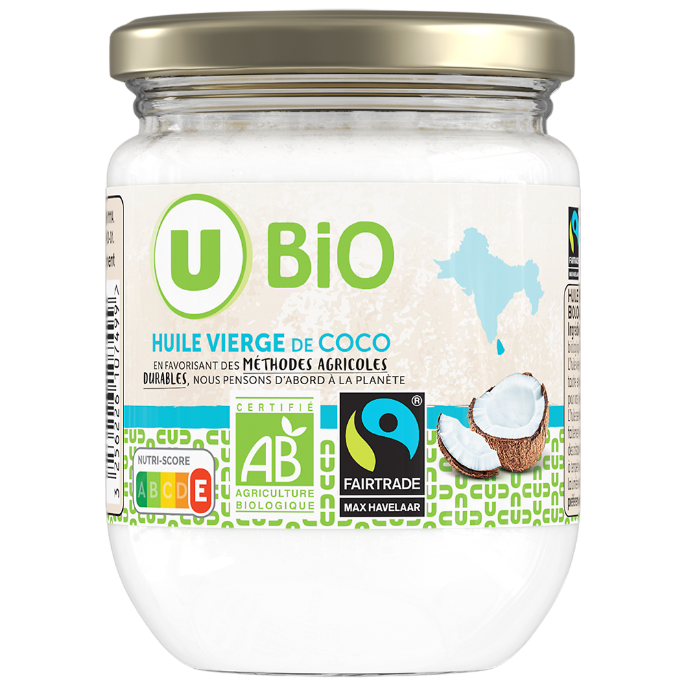 U BIO Huile vierge de noix de coco bio - Bocal 225ml