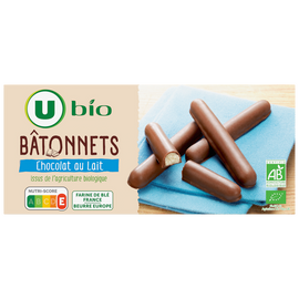 U BIO Bâtonnets au chocolat au lait bio paquet de 125g