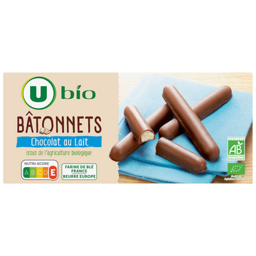 U BIO Bâtonnets au chocolat au lait bio paquet de 125g