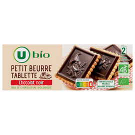 U BIO Tablette petit beurre au chocolat noir bio paquet de 150g