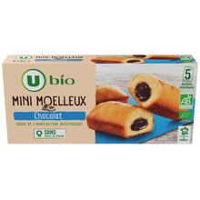 U BIO Gâteaux Mini moelleux bio fourrés au chocolat 5 unités de 28g - 140g