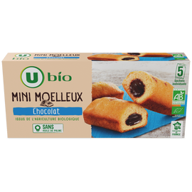 U BIO Gâteaux Mini moelleux bio fourrés au chocolat 5 unités de 28g - 140g