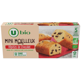 U BIO Gâteaux Mini moelleux bio aux pépites de chocolat 5 unités de 28g - 140g