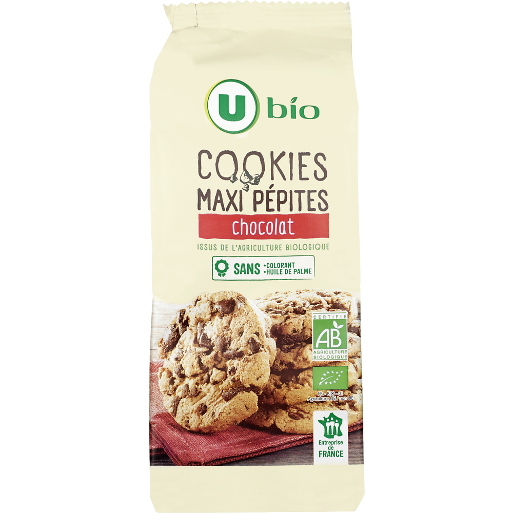 U BIO Cookies bio maxi pépites de chocolat paquet de 184g
