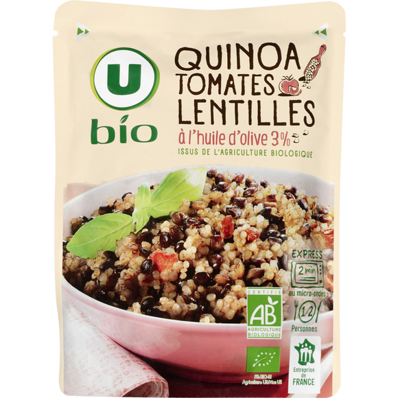 U BIO Quinoa lentilles et tomates  boîte de 250g