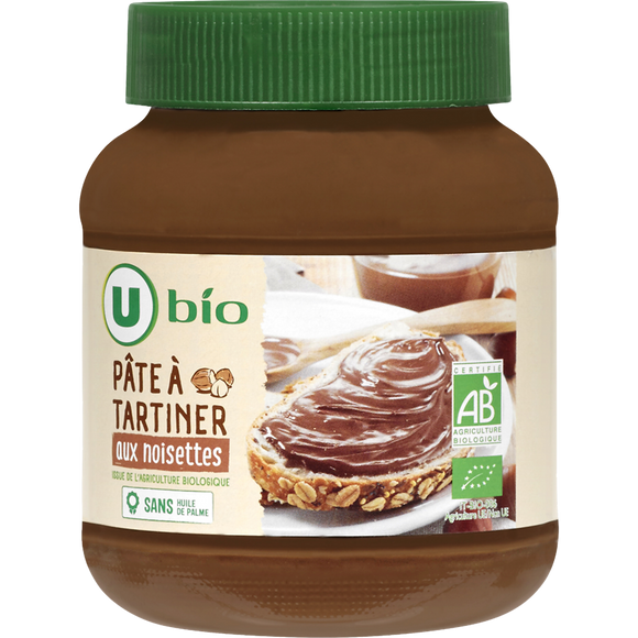 U BIO Pâte à tartiner aux noisettes sans huile de palme  350g