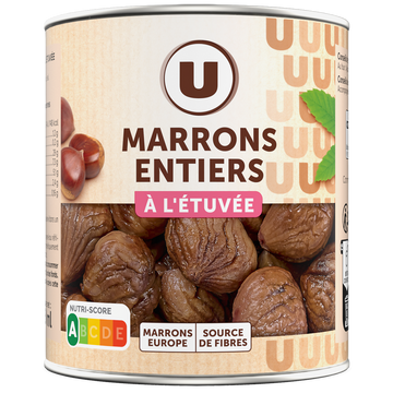 U Marrons entiers à l'étuvée - Boîte de 510g net égoutté