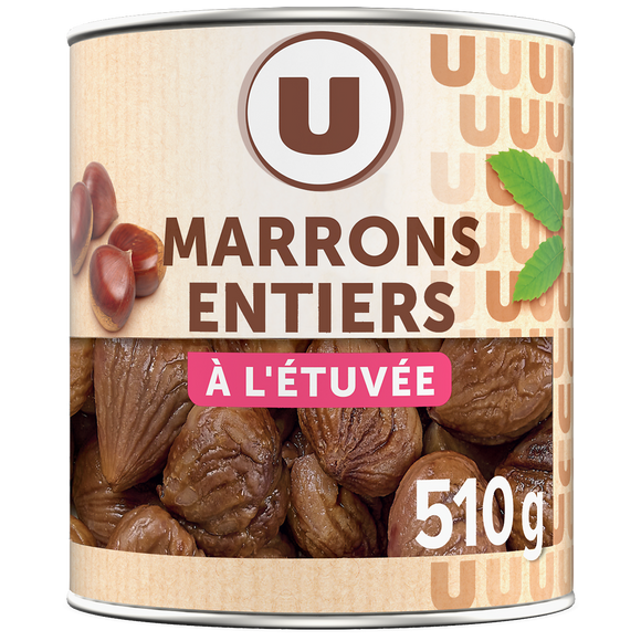 U Marrons entiers à l'étuvée - Boîte de 510g net égoutté