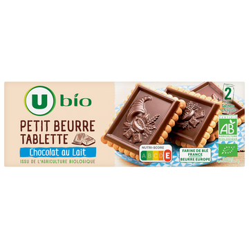 U BIO Petit beurre chocolat au lait tablette bio paquet de 150g