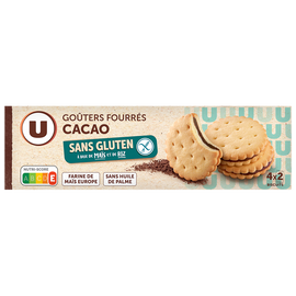 U SANS GLUTEN Goûters fourrés cacao sans gluten  120g