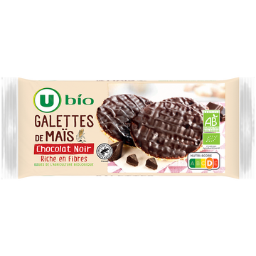 U BIO Galette de mais nappée de chocolat noir boîte de 100g