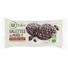 U BIO Galette de mais nappée de chocolat noir  boîte de 100g