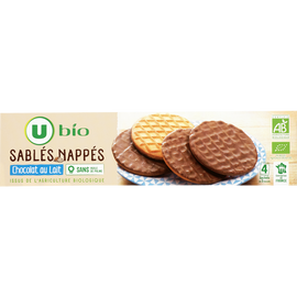 U BIO Biscuits Sablés bio nappés au chocolat au lait étui de 200g
