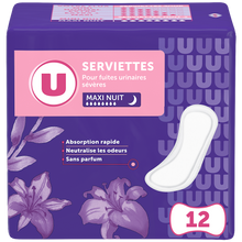 U Serviettes incontinence maxi nuit x12