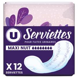 U Serviettes incontinence maxi nuit  x12