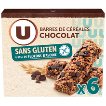 U SANS GLUTEN Barres de céréales saveur chocolat sans gluten boîte de 138g