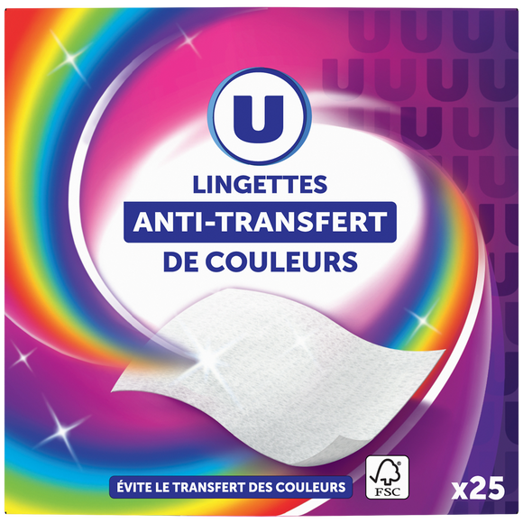U Lingettes anti-transfert de couleurs  x25